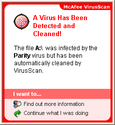 Virus warning (click for a larger image)